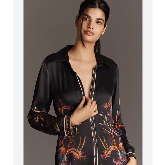 Bl-nk Ferlina Long-Sleeve 
Midi Shirt Dress
NWT
COLOR- Black Pattern - Picture 2 of 8